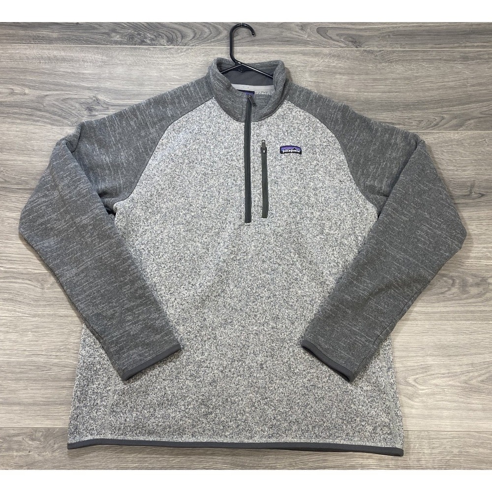 Patagonia Mens Better Sweater 1/4 Zip Pullover Fleece 2-Tone Gray L/XL?